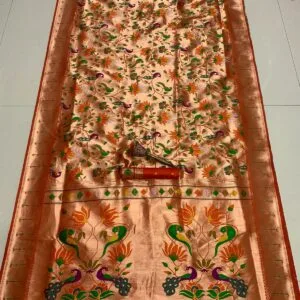 9-Yard Kanchivaram Paithani Saree Orange