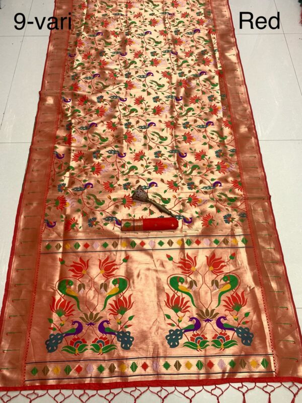 9-Yard Kanchivaram Paithani Saree Red