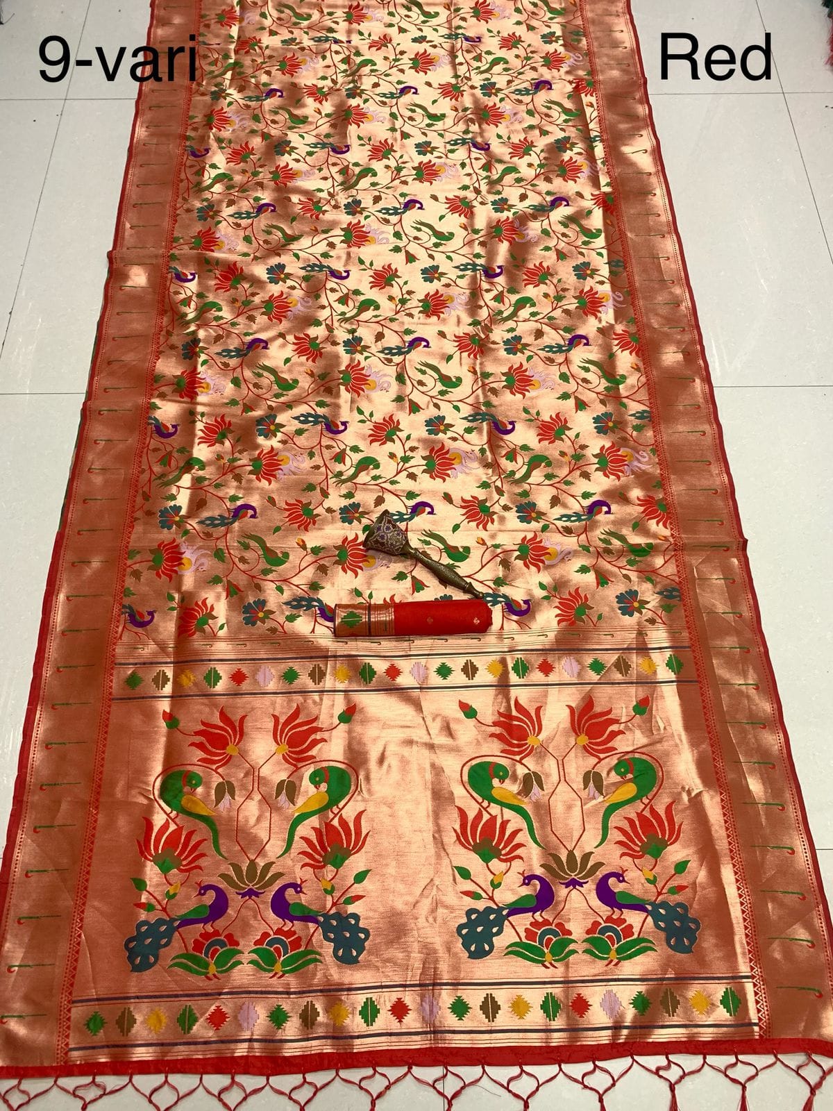 9-Yard Kanchivaram Paithani Saree Red 9-Yard Kanchivaram Paithani Saree Red