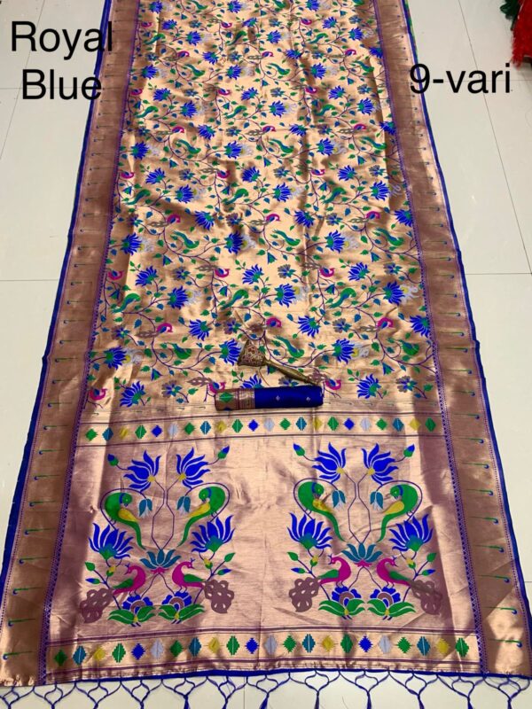 9-Yard Kanchivaram Paithani Saree Royal Blue