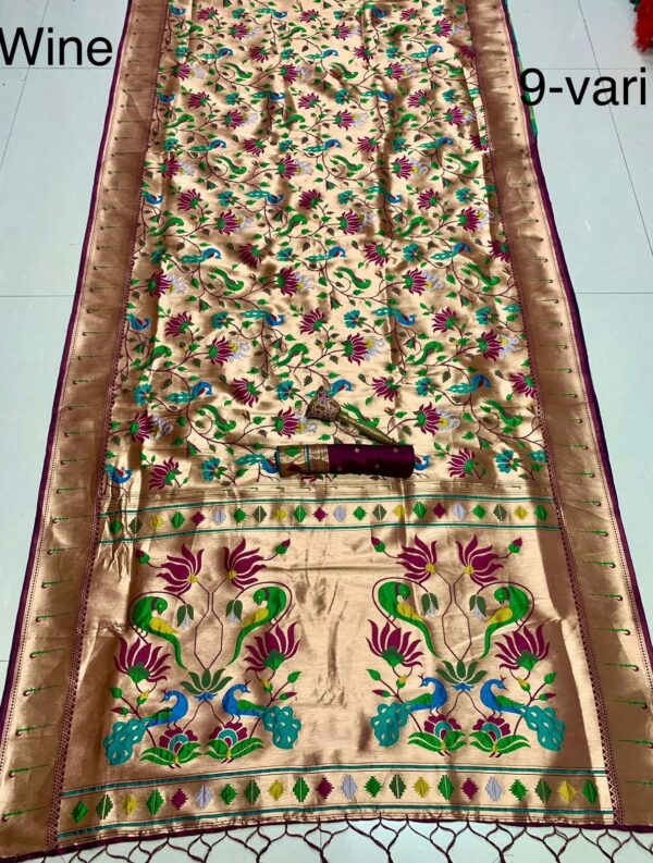 9-Yard Kanchivaram Paithani Saree Wine