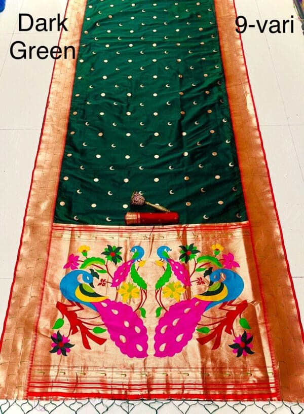 Nauvari Saree A Royal Blend Dark Green