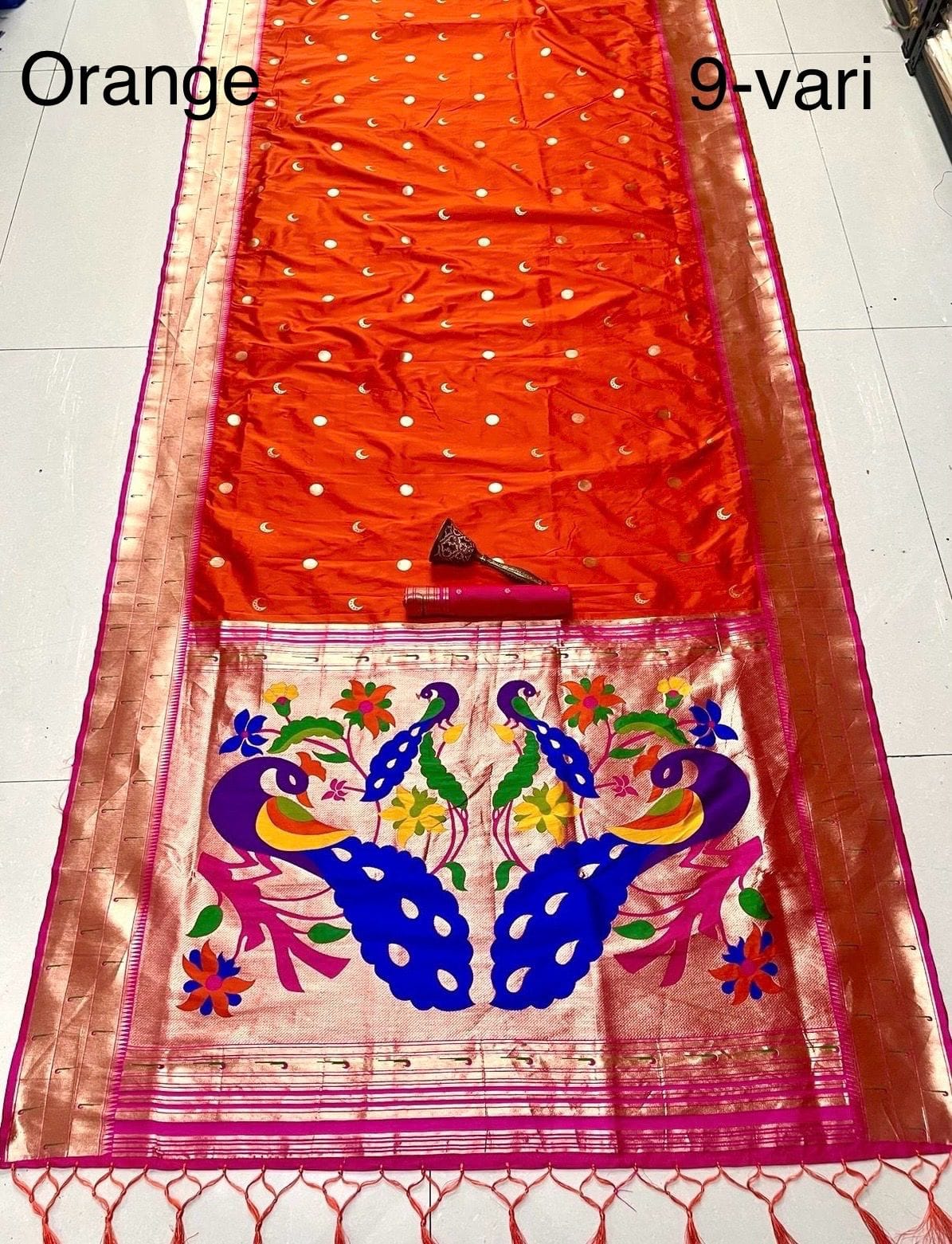 Nauvari Saree A Royal Blend Orange Nauvari Saree A Royal Blend Orange