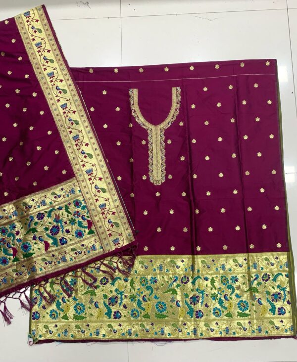 Paithani Suit Set Wine