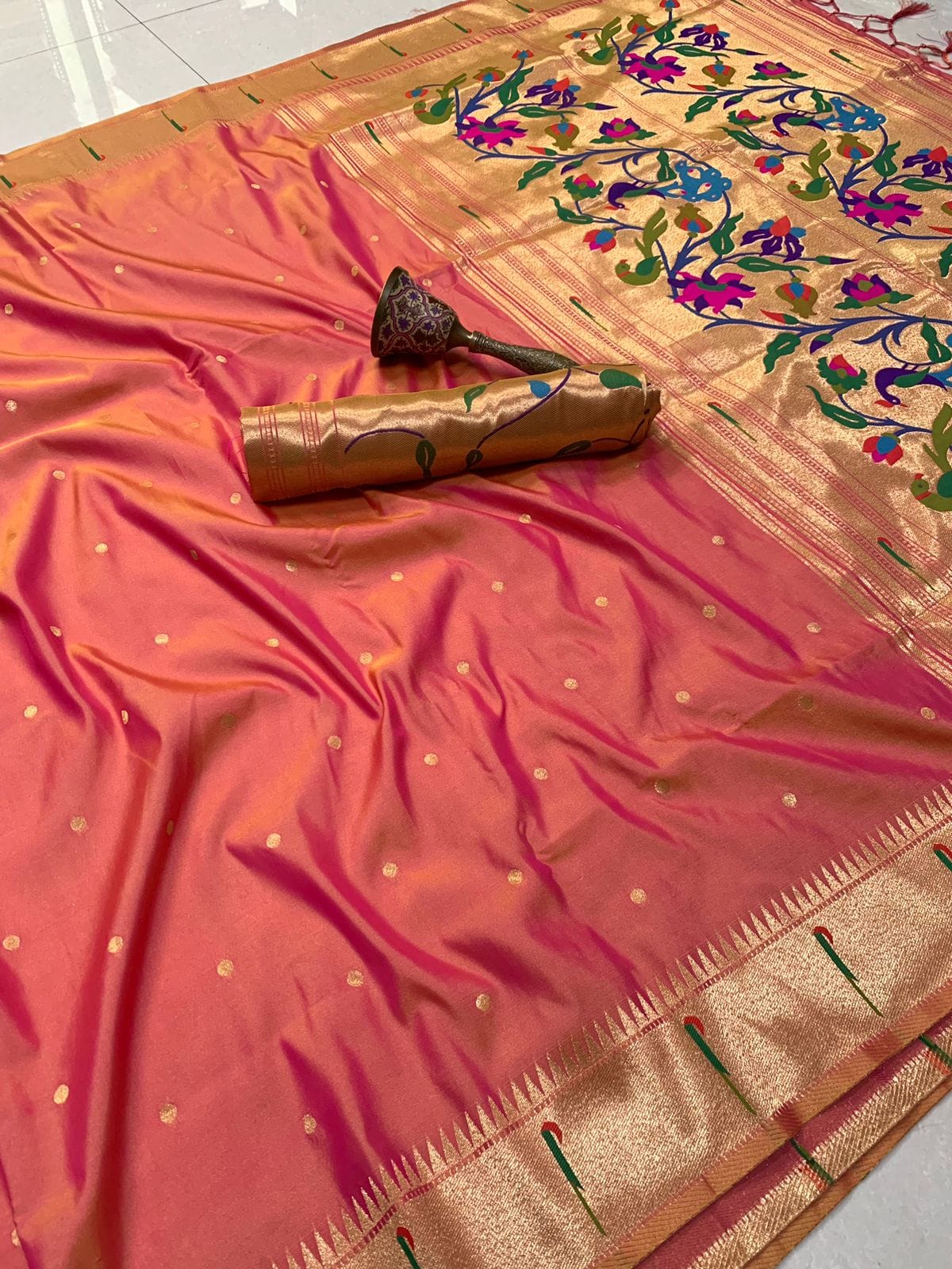 Faded Red Soft Kanchipuram Paithani Silk Saree