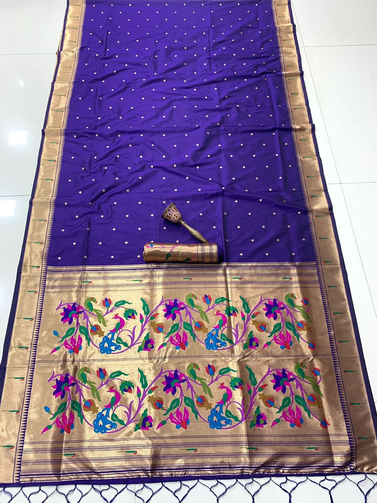 Navy Blue Soft Kanchivaram Paithani Silk Saree