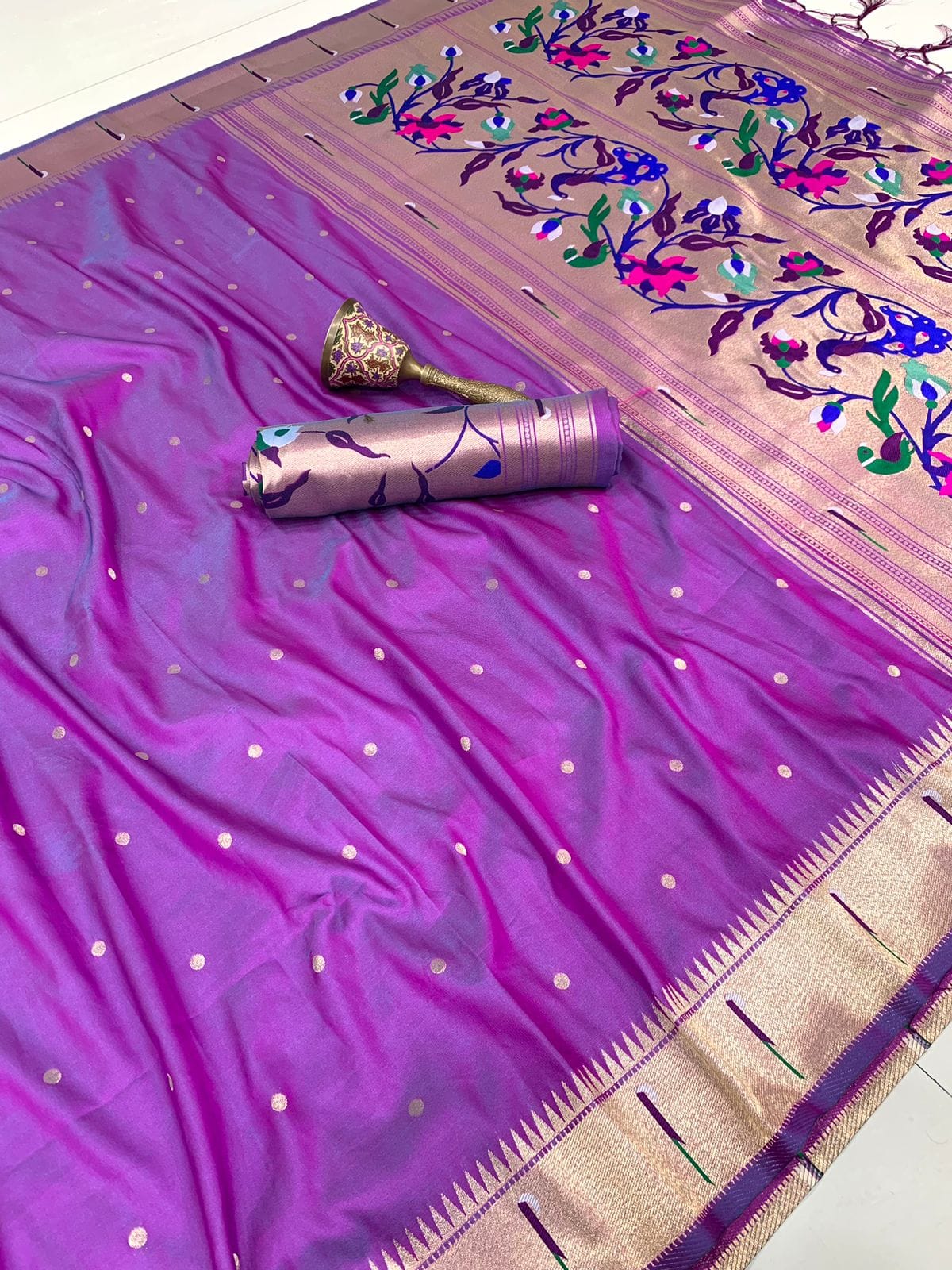 Soft kanchivaram Paithani Silk Saree Purple Magenta