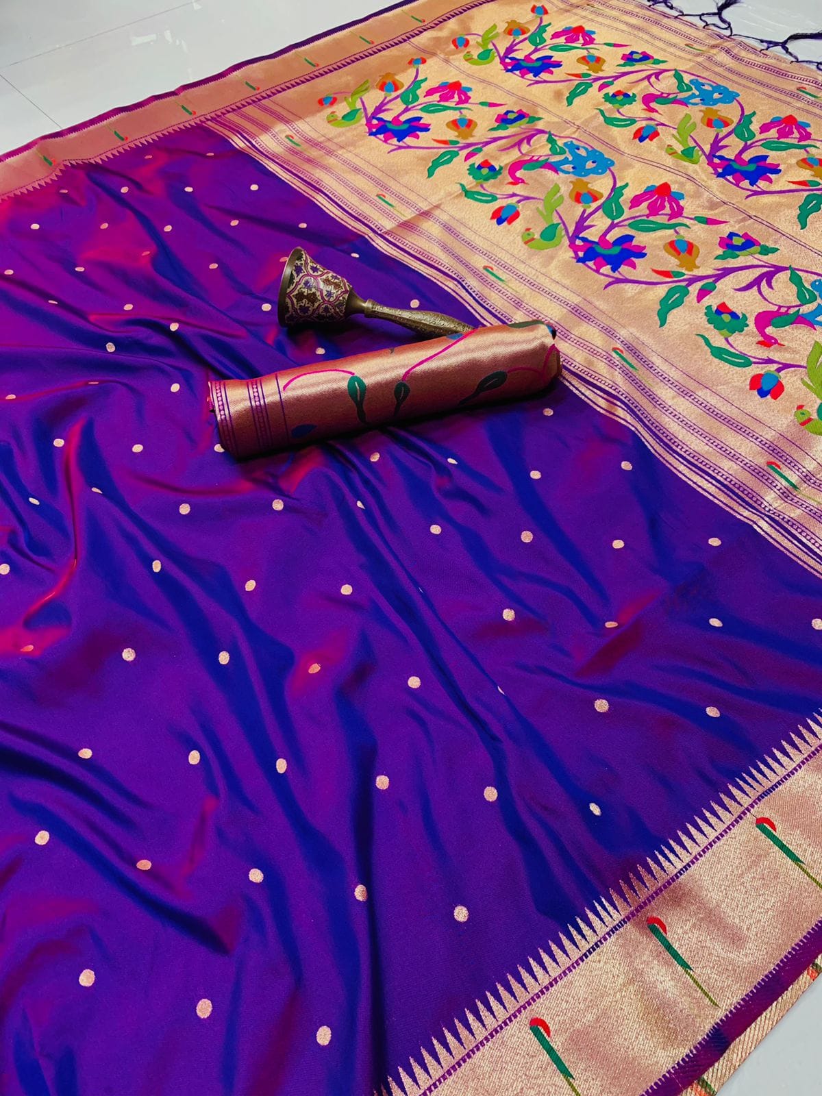 Soft kanchivaram Paithani Silk Saree Purple