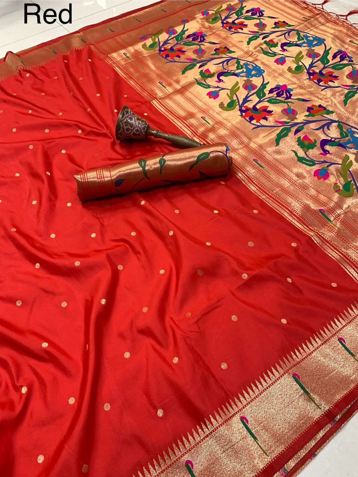 Soft kanchivaram Paithani Silk Saree Red