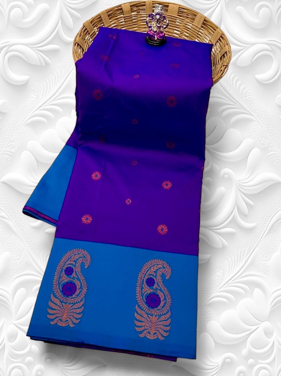Tana Silk Brocade Paithani Sarees Bluish Purple