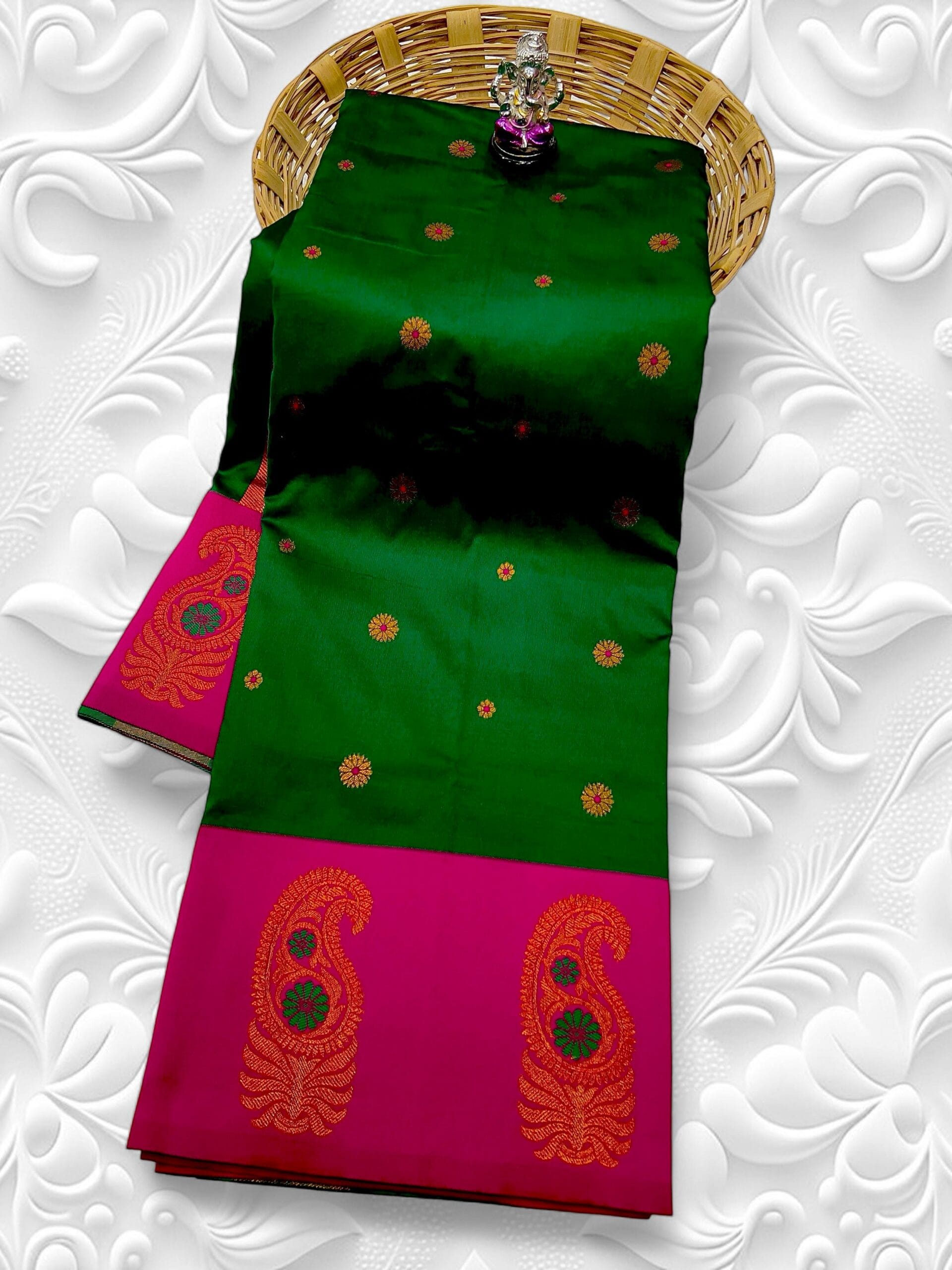 Tana Silk Brocade Paithani Sarees Green