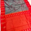 Tana Silk Brocade Paithani Sarees Grey Red Main
