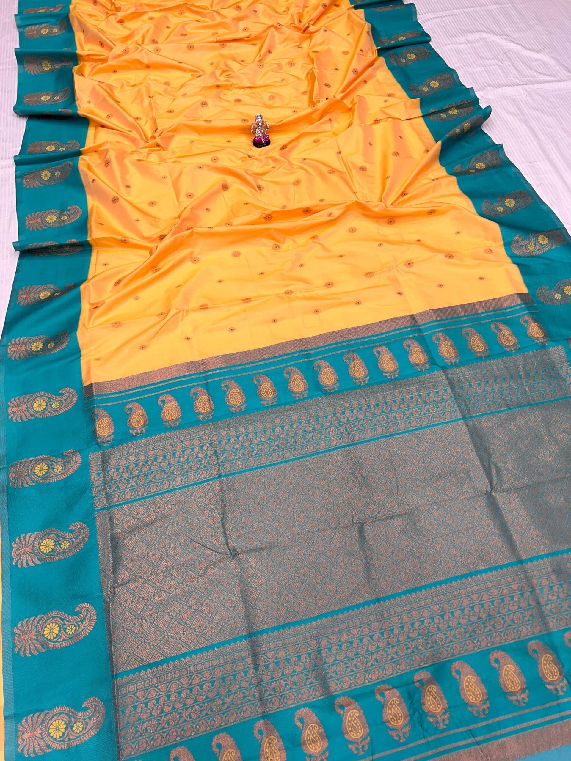Tana Silk Brocade Paithani Sarees Mango Main