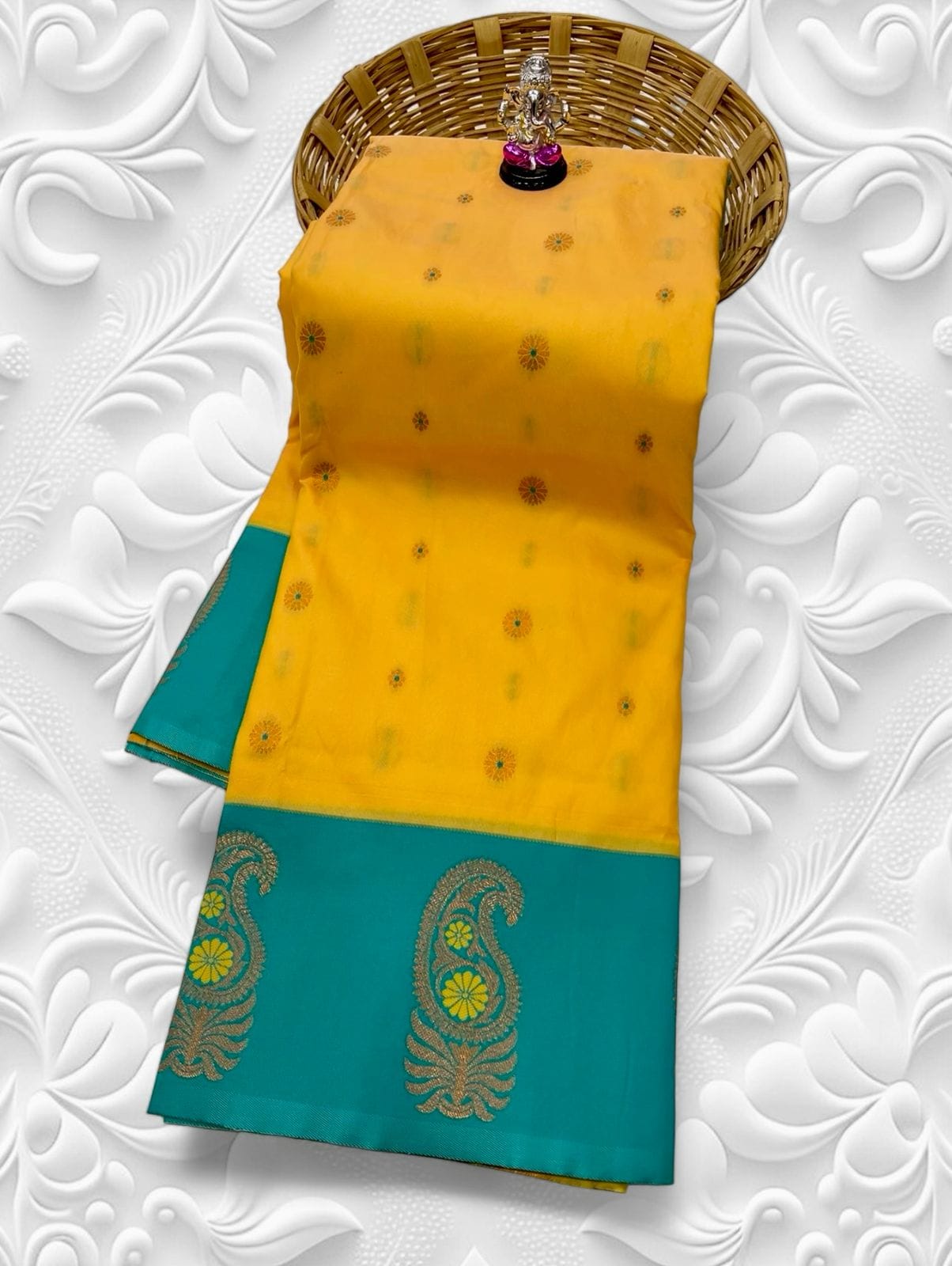 Tana Silk Brocade Paithani Sarees Mango