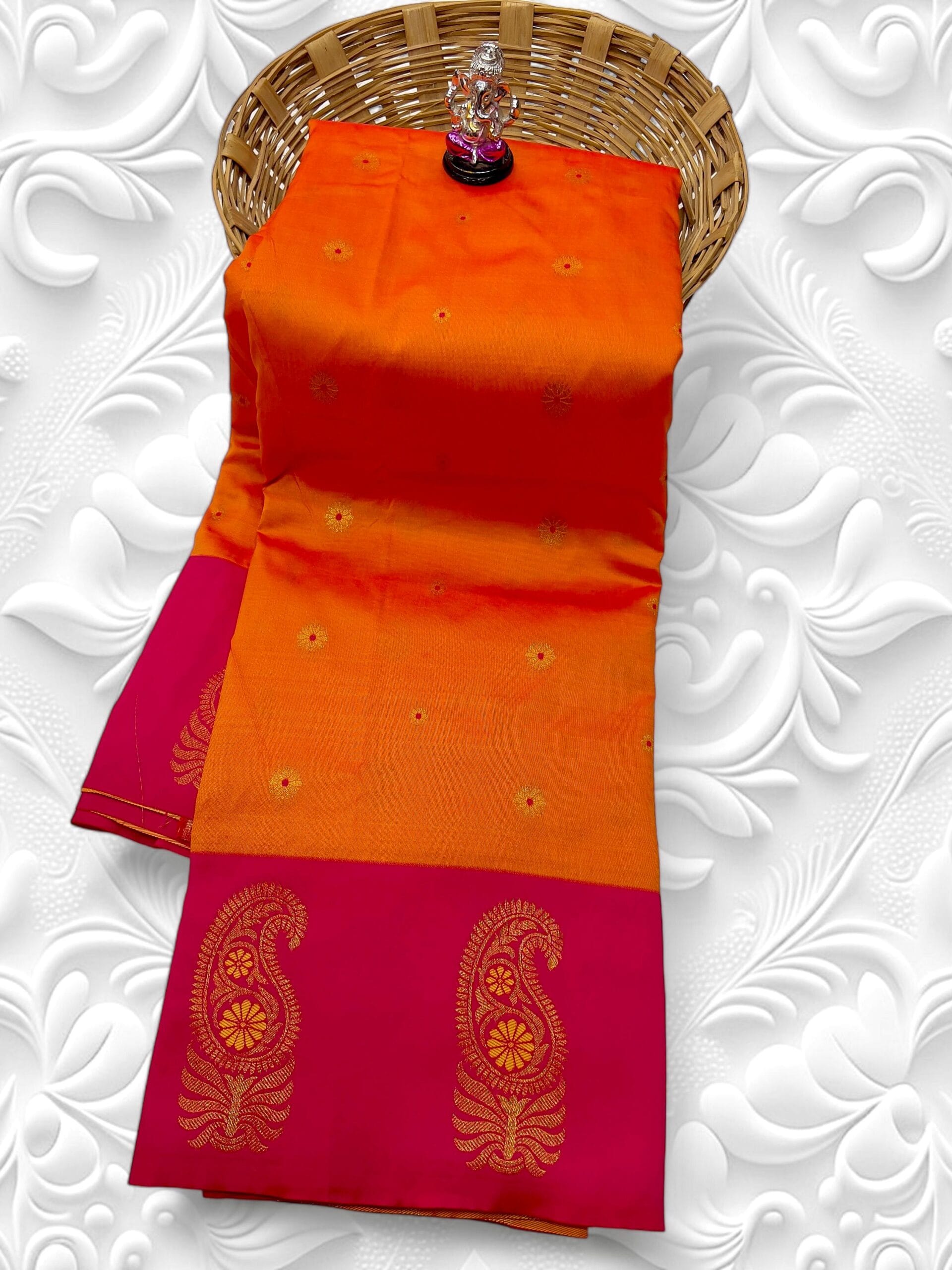 Tana Silk Brocade Paithani Sarees Orange