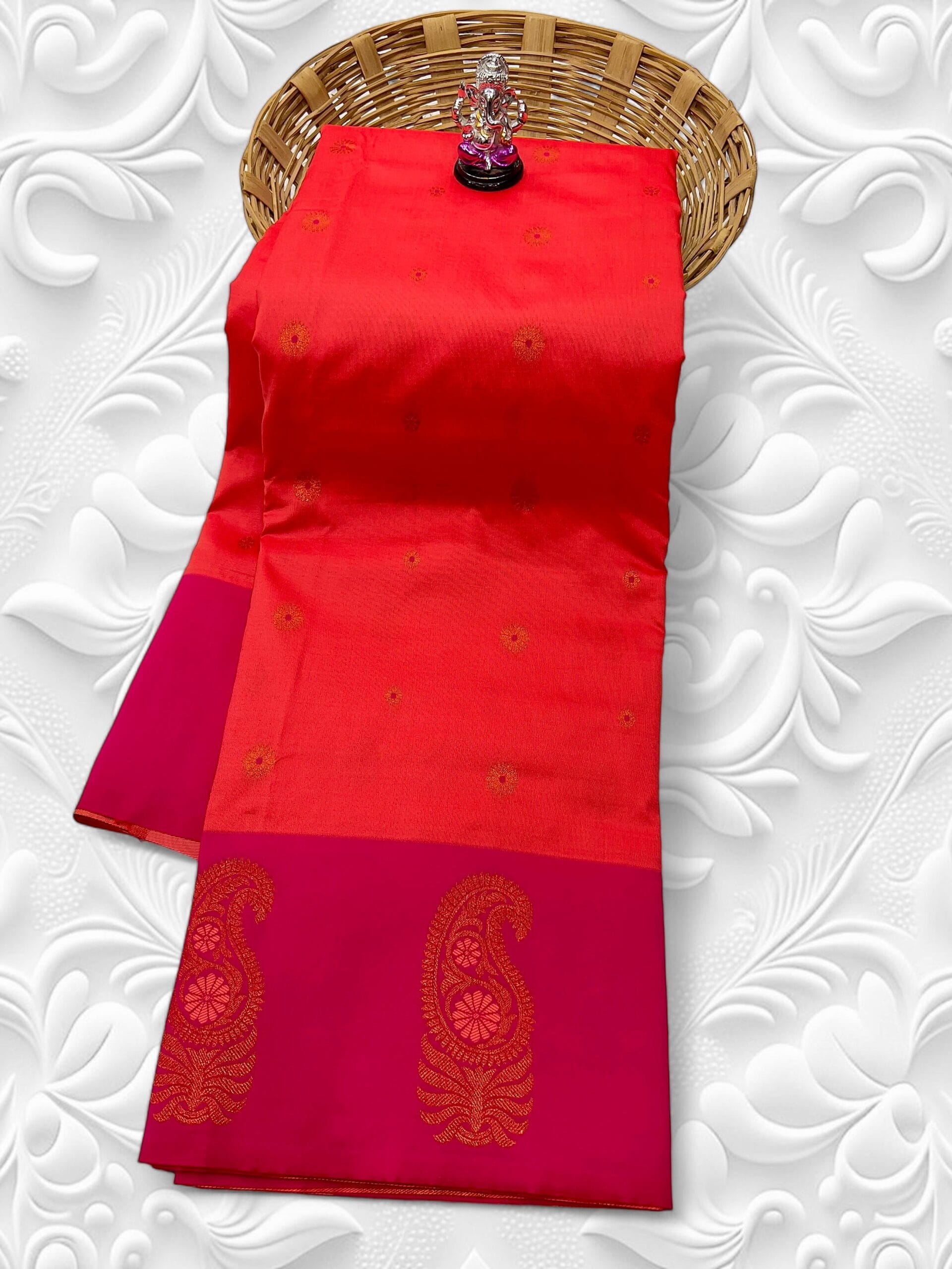 Tana Silk Brocade Paithani Sarees Pinkish Red