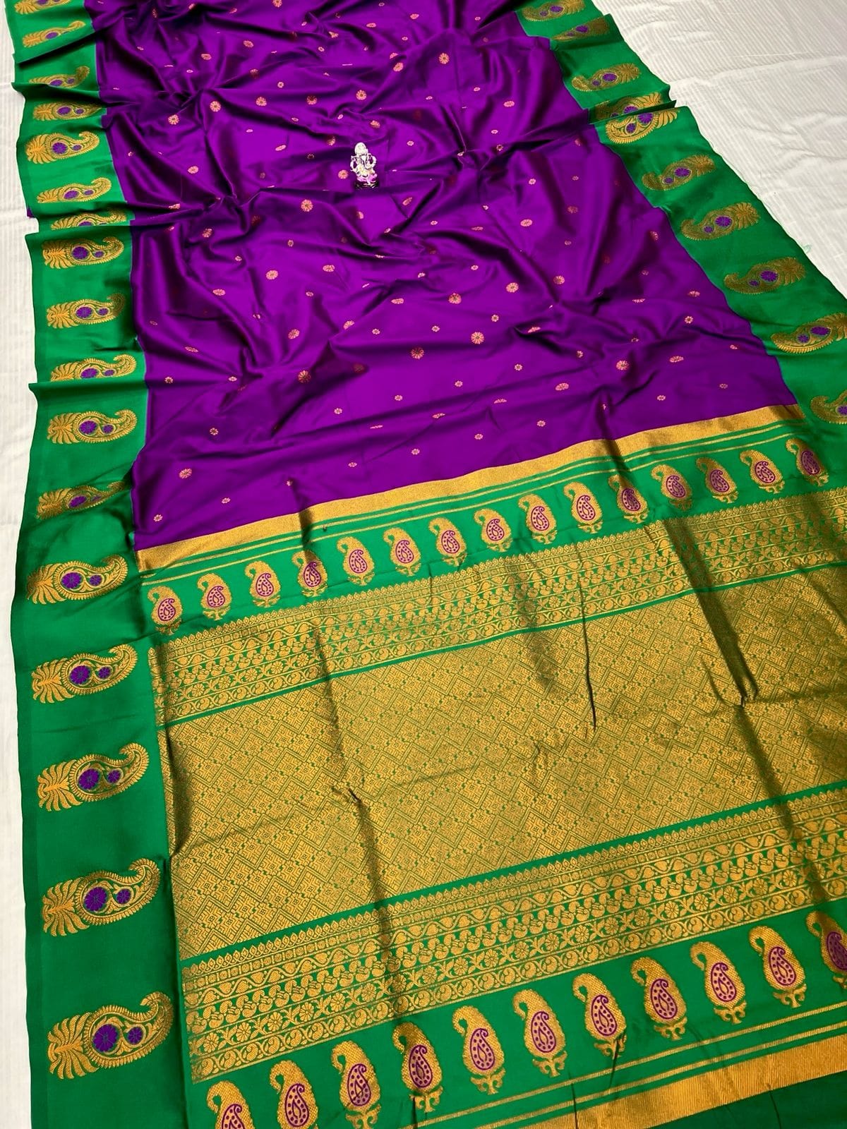Tana Silk Brocade Paithani Sarees Purple Main