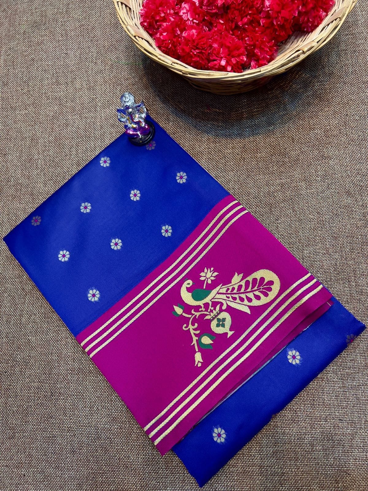 Turning border Paithani Blue Short Turning border Paithani Blue Short