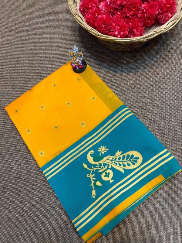 Turning border Paithani Orange Yellow Short