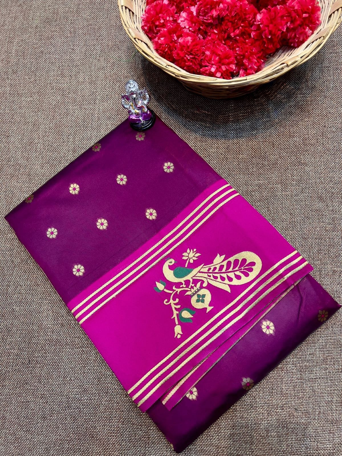 Turning border Paithani Wine Short Turning border Paithani Wine Short