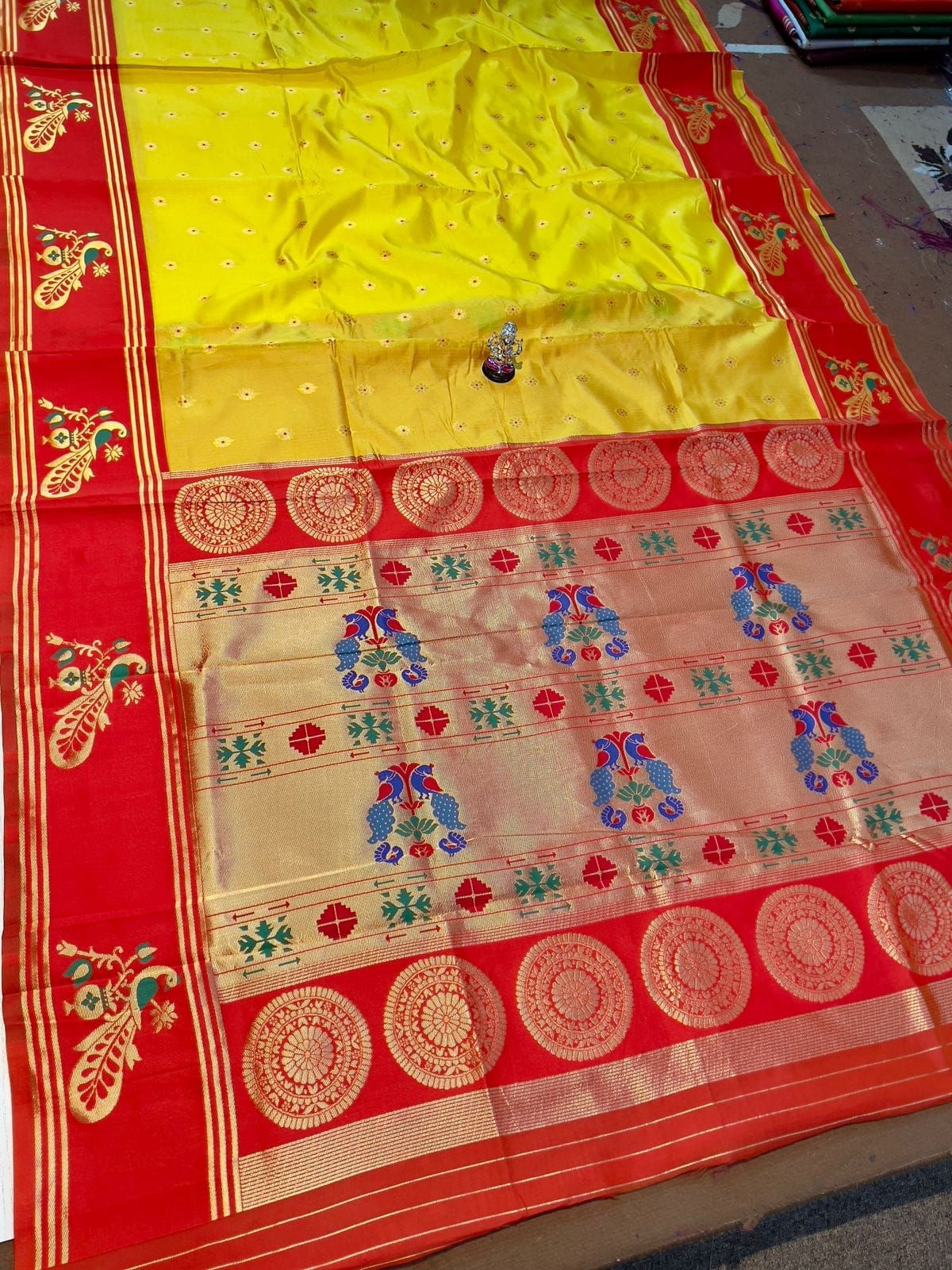 Turning border Paithani Yellow Red Full Turning border Paithani Yellow Red Full