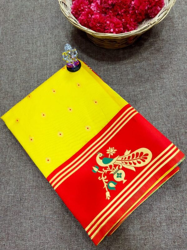 Turning border Paithani Yellow Red Short