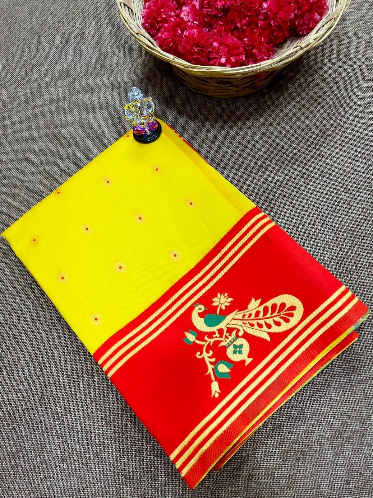 Turning border Paithani Yellow Red Short Turning border Paithani Yellow Red Short