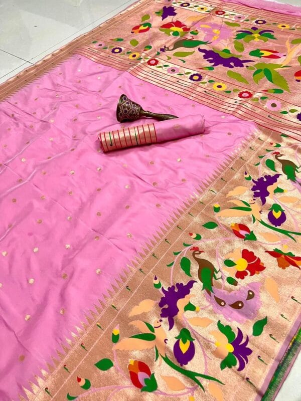 Baby Pink Soft Kanjivaram Pethani Silk Saree