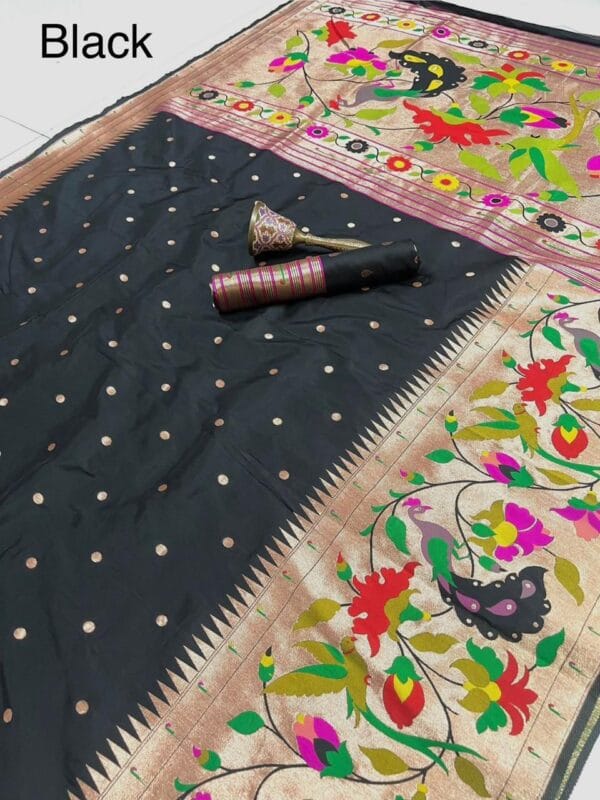 Black Soft Kanjivaram Pethani Silk Saree