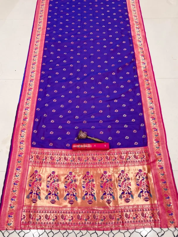 Bluish Purple Exclusive 10-Yard Pure Kanchivram Silk Saree