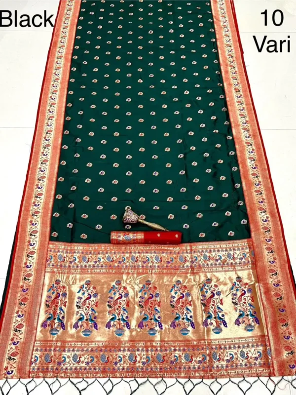 Bottle Green Exclusive 10-Yard Pure Kanchivram Silk Saree