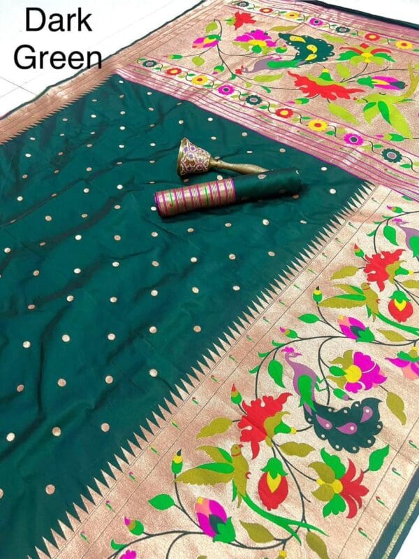 Dark Green Soft Kanjivaram Pethani Silk Saree