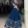 Firozi Vichitra Silk Lehenga Choli Back