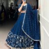 Firozi Vichitra Silk Lehenga Choli Front