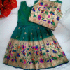 Green Paithani Jacket Frock Back