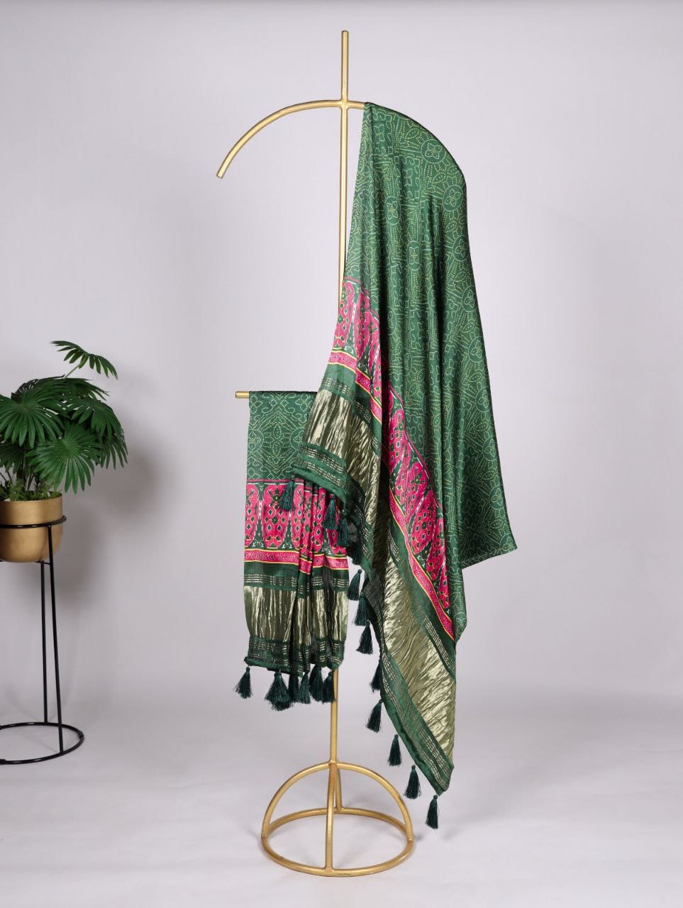 Green Printed Gaji Silk Dupatta