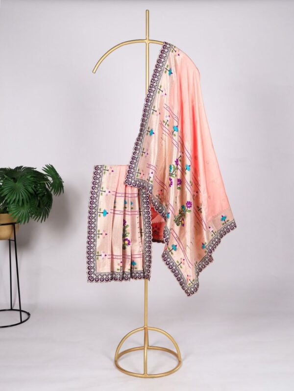 Light Pink Paithani Jacquard Silk Dupatta