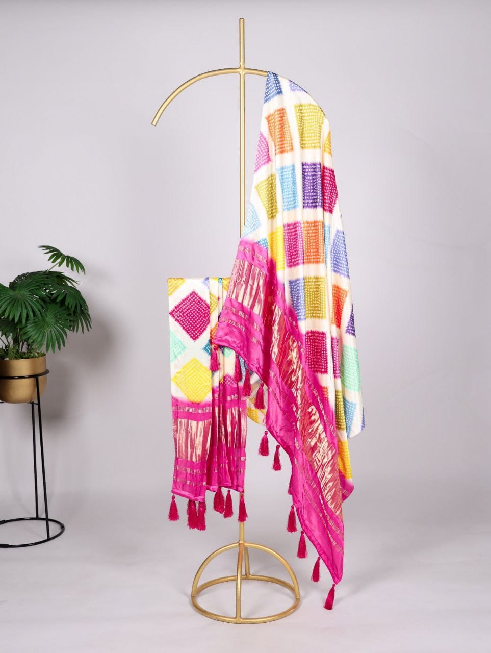 Multi Color Printed Gaji Silk Dupatta