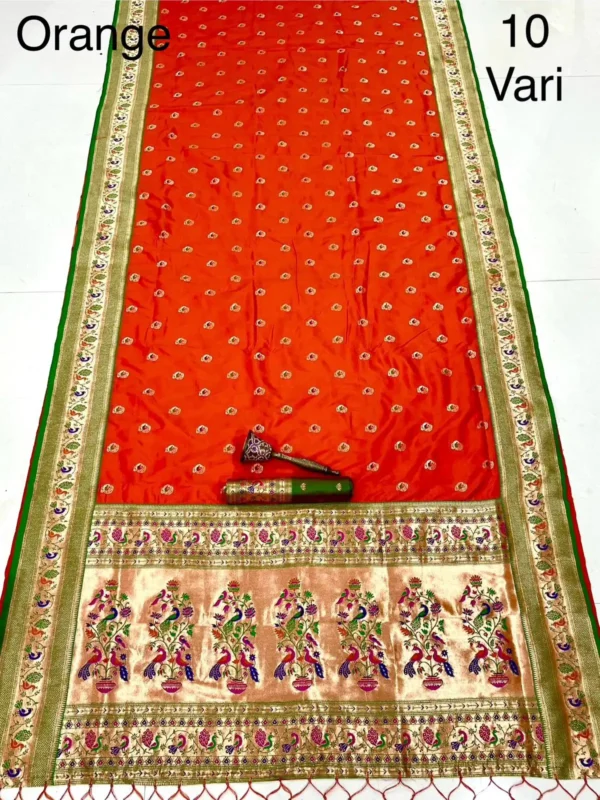 Orange Exclusive 10-Yard Pure Kanchivram Silk Saree