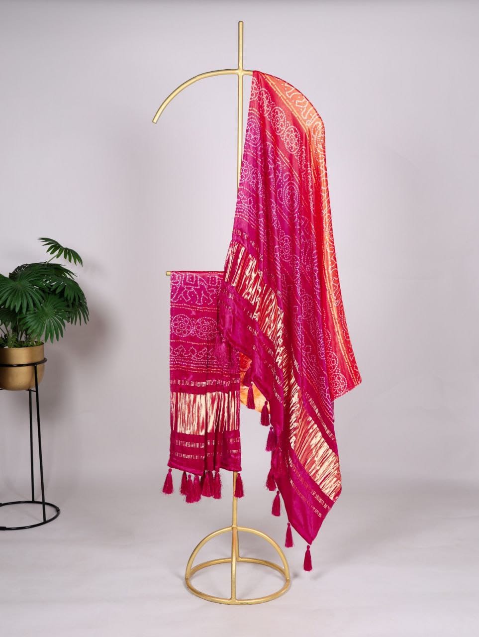 Orange Printed Gaji Silk Dupatta