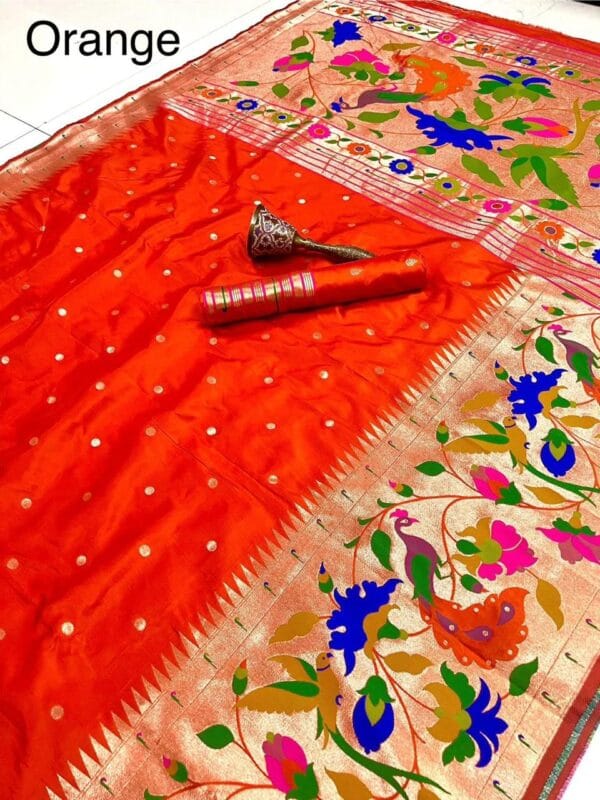 Orange Soft Kanjivaram Pethani Silk Saree