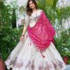 Pink Tissue silk lehenga choli Front