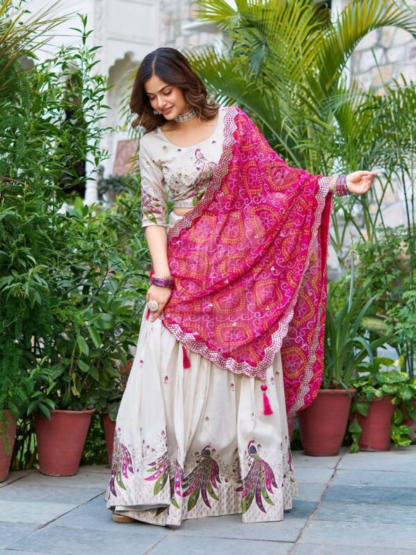 Pink Tissue silk lehenga choli Right
