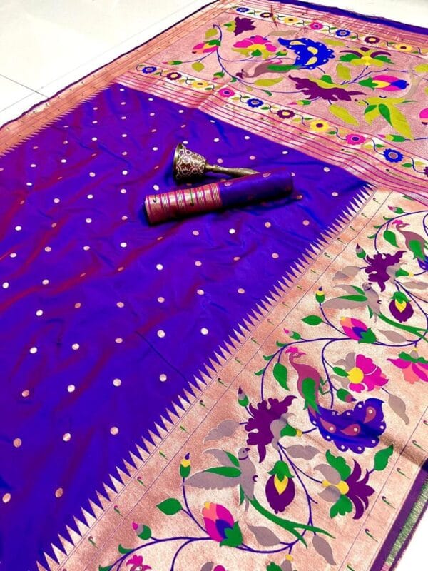 Purple Blue Soft Kanjivaram Pethani Silk Saree