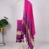 Purple Printed Gaji Silk Dupatta
