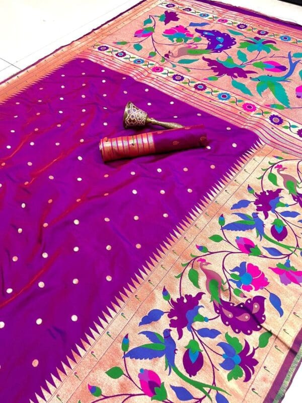 Reddish Purple Soft Kanjivaram Pethani Silk Saree
