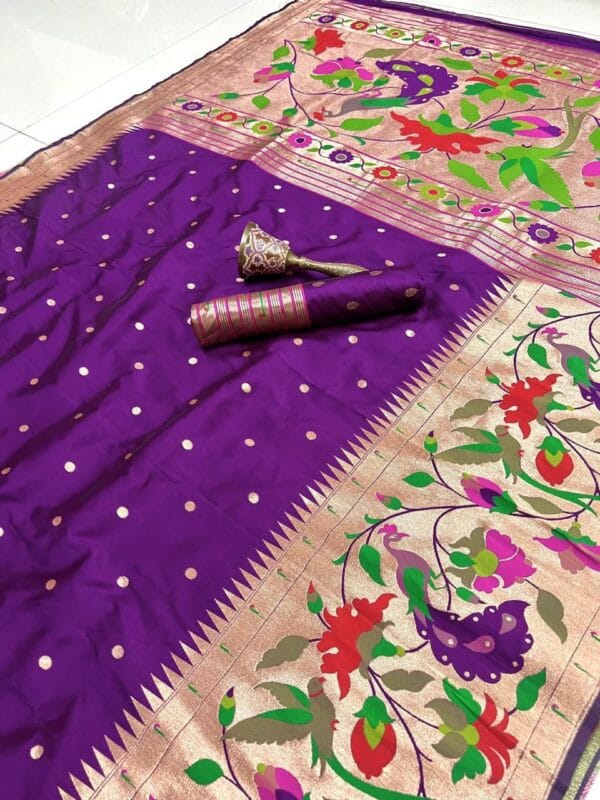 Purple Soft Kanjivaram Pethani Silk Saree