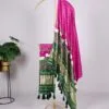 Rani Pink Printed Gaji Silk Dupatta