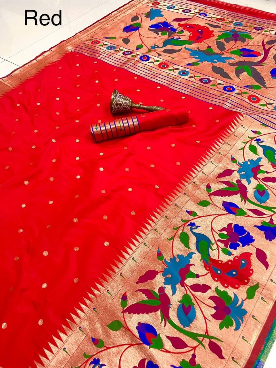 Red Soft Kanjivaram Pethani Silk Saree Red Soft Kanjivaram Pethani Silk Saree
