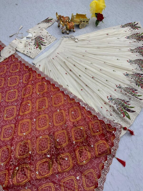 Red Tissue silk lehenga choli Org1